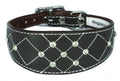 Brown Diamante Diamond Stitch Design Leather Whippet Collar Greyhound Collar Sight hound Dogs Collar