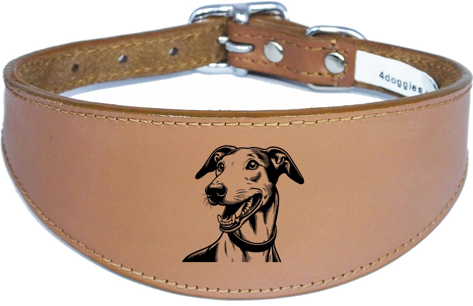 Wide Leather Handmade Sighthound Whippet Greyhound Collar NL 46