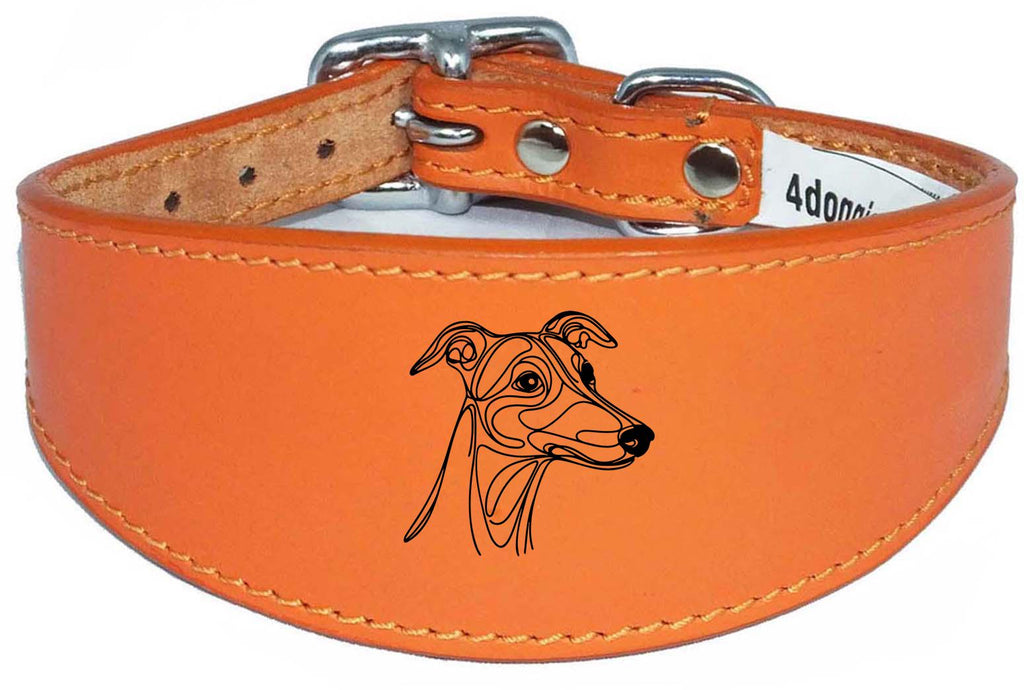 Wide Leather Collar For Greyhound Whippet Sighthound NL 33