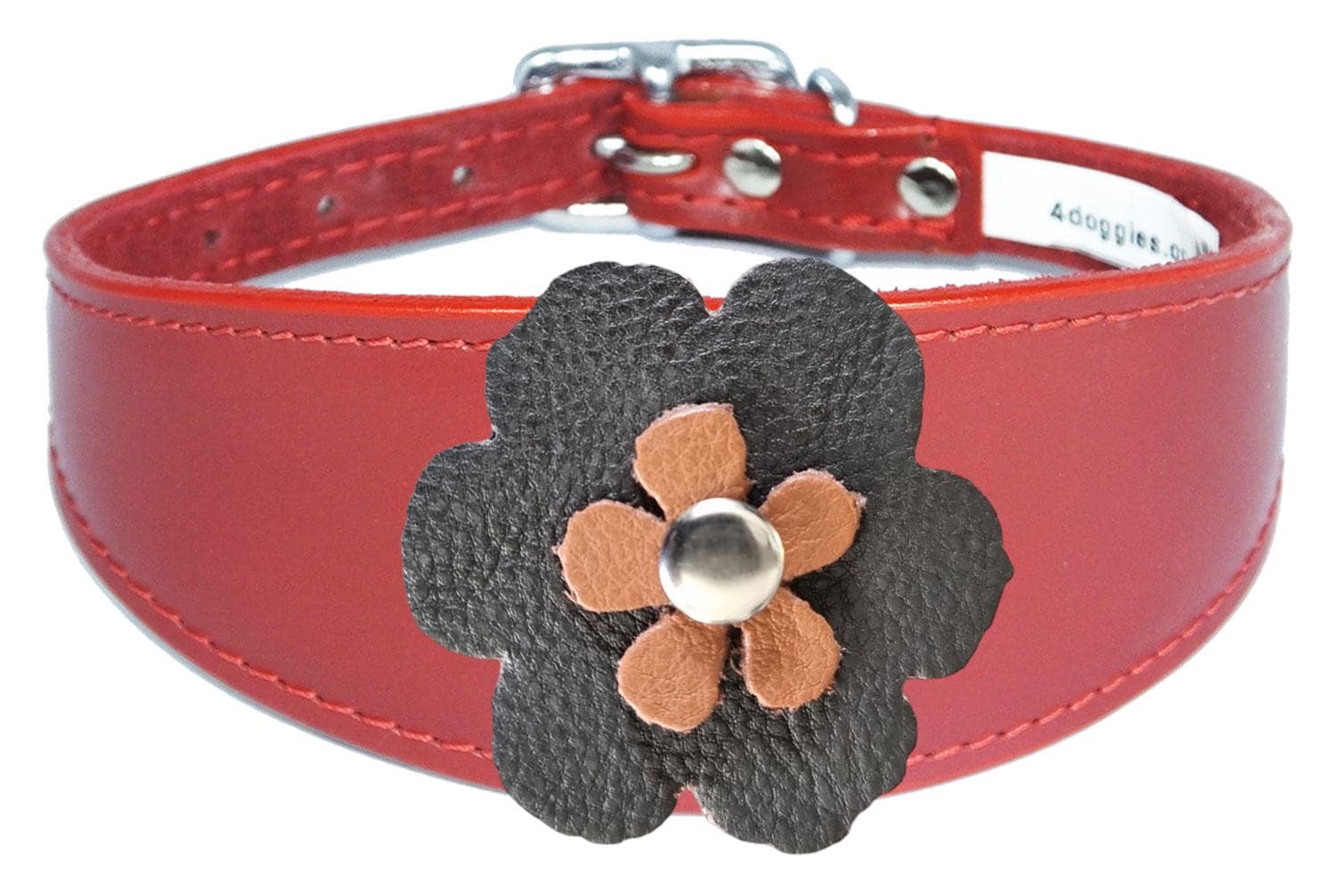 Leather Collar For Sighthound Whippet Greyhound Lurcher Decorative Flower Design FD1-3