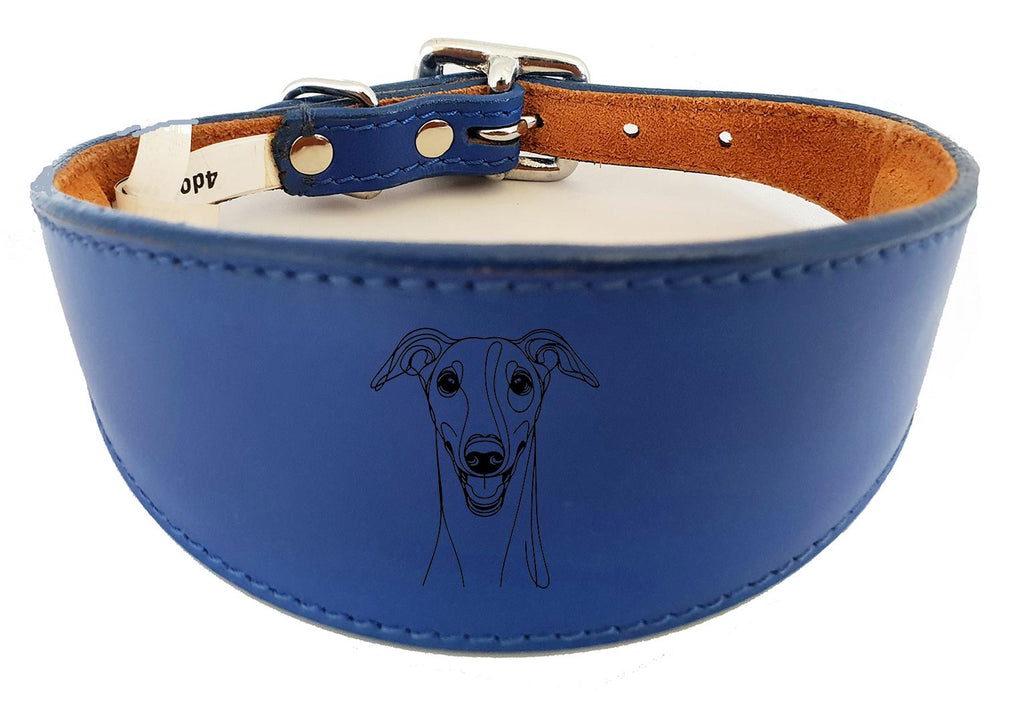 Leather Greyhound Sighthound Whippet Dog Collar with Padded Backing NL 9