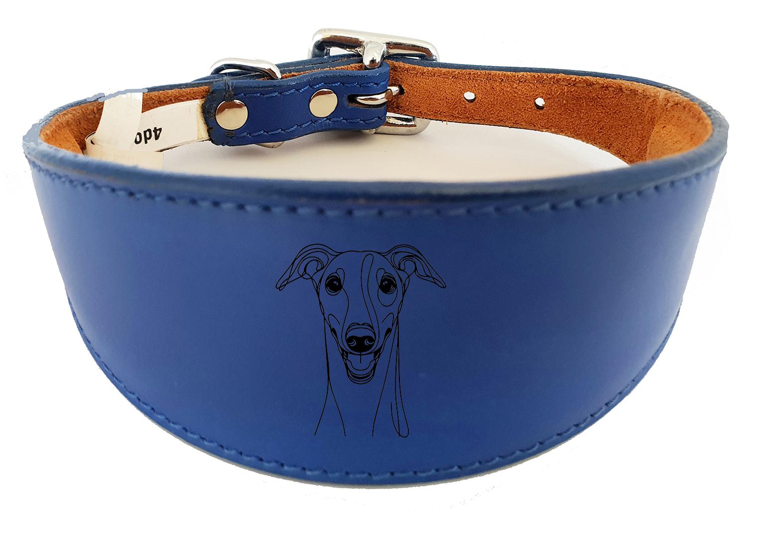 Leather Greyhound Sighthound Whippet Dog Collar with Padded Backing NL 9