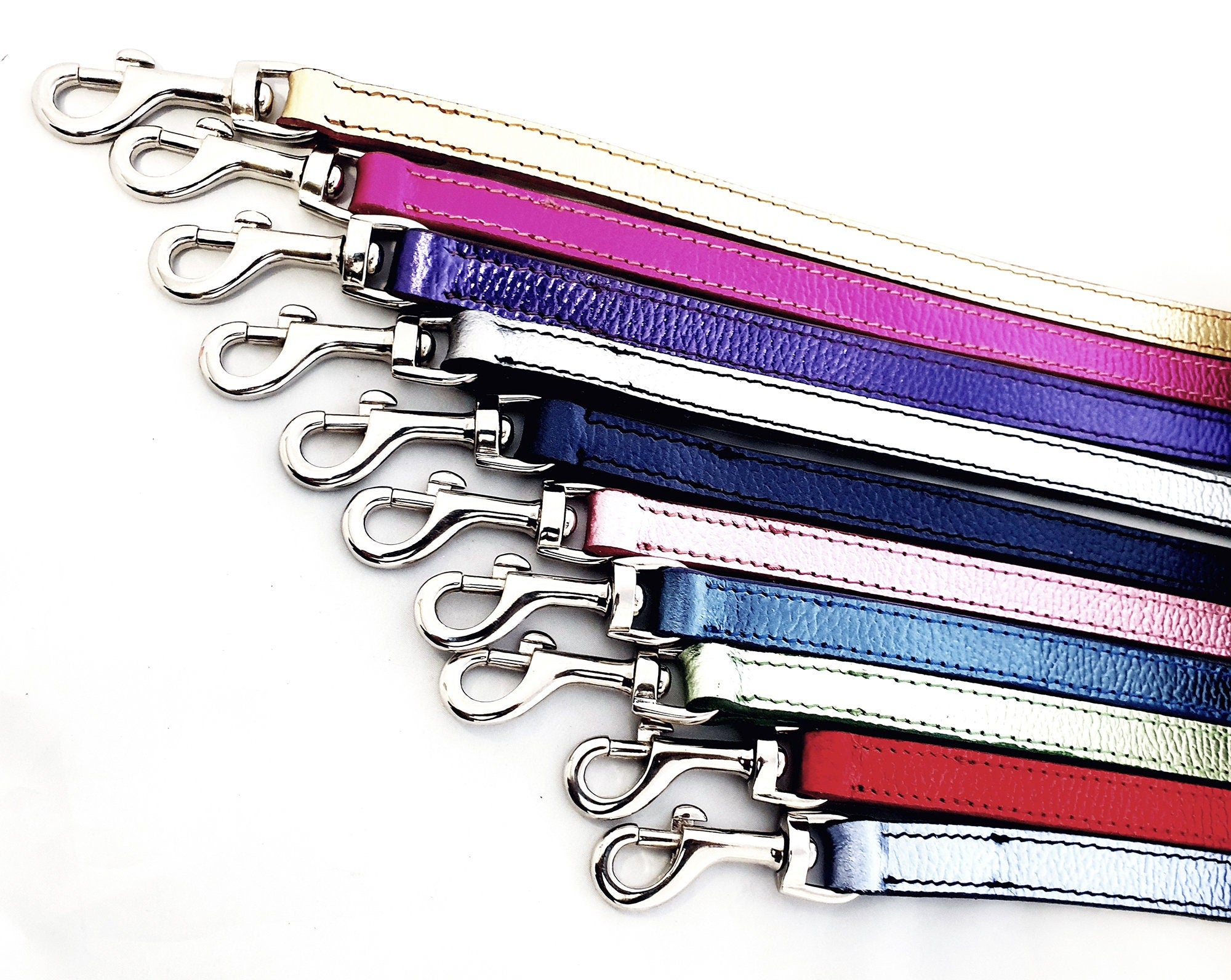 Leather Foil Dog Leads Leashes 140 cm Long 2 cm Wide, Long Dog Lead