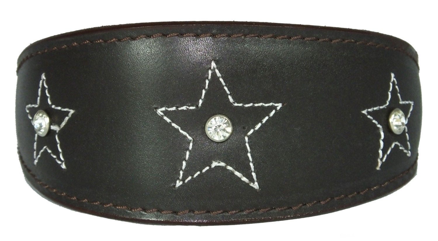 Brown Star Diamante Stitch Design Leather Whippet Collar Greyhound Collar Sight hound Dogs Collar