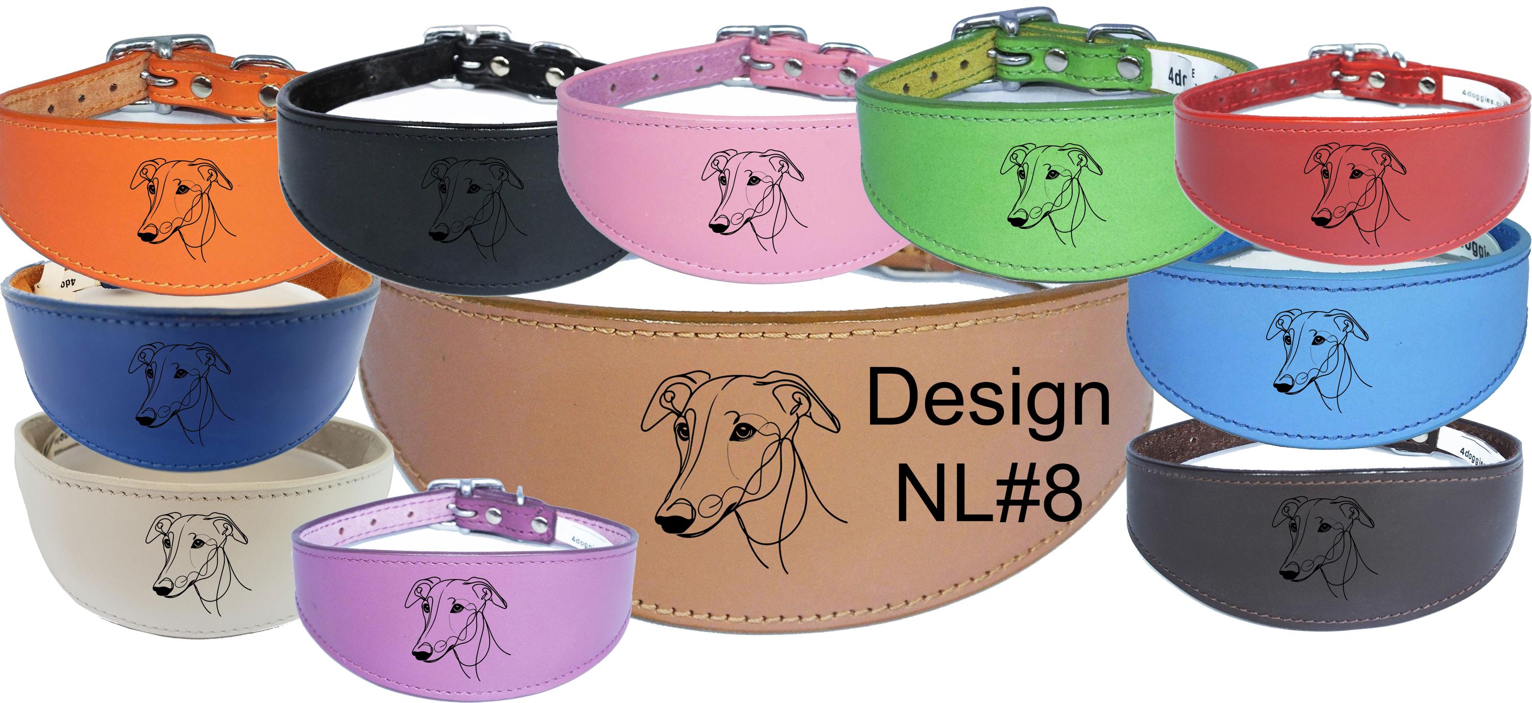 Leather Greyhound Sighthound Whippet Dog Collar with Padded Backing NL 8