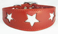 Red Leather Whippet Collar Greyhound Collar Sparkle Glitter Star Sighthound Dogs