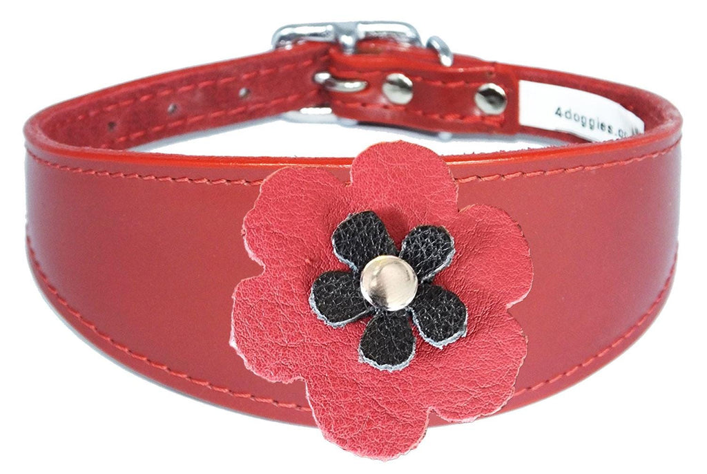 Greyhound Sighthound Whippet Lurcher Decorative Flower Design Leather Collar FD4-5
