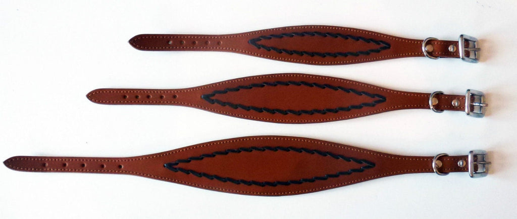 Tan Oval Stitch Leather Whippet Collar Greyhound Collar lévriers galgo Dog
