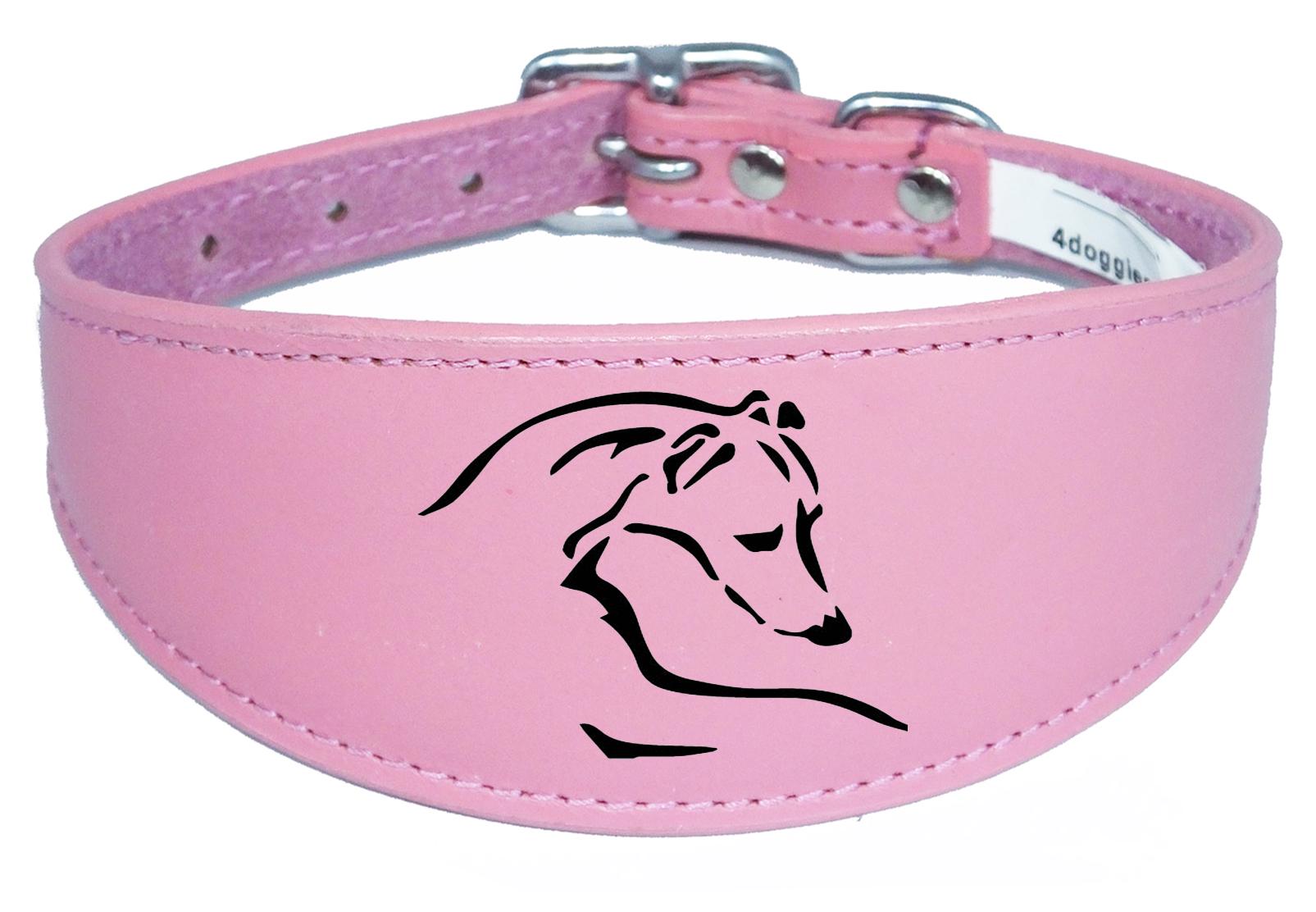 Dog Collar Leather Greyhound Collar Whippet Collar Padded Backing Laser Engraved D12