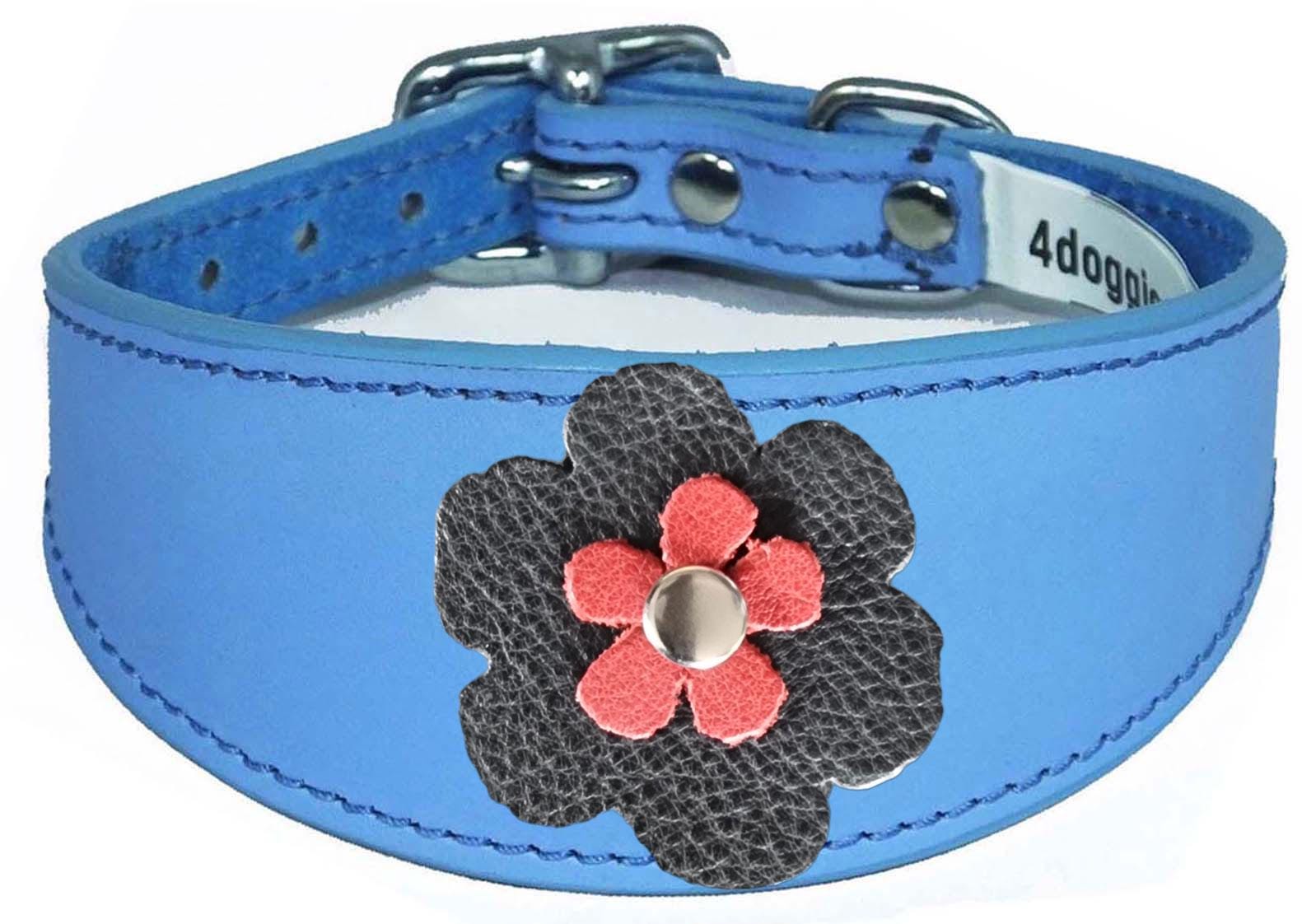 Whippet Greyhound Sighthound Lurcher Decorative Flower Design Leather Collar FD5-4