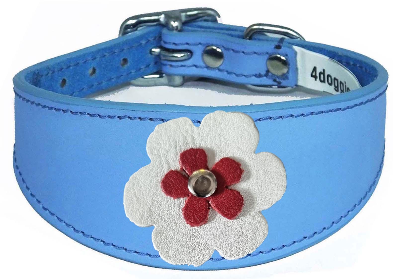 Decorative Flower Design Whippet Greyhound Sighthound Lurcher Leather Collar FD7-4