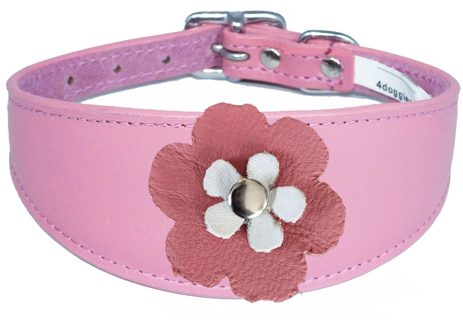 Decorative Flower Design Whippet Greyhound Sighthound Lurcher Leather Collar FD6-7