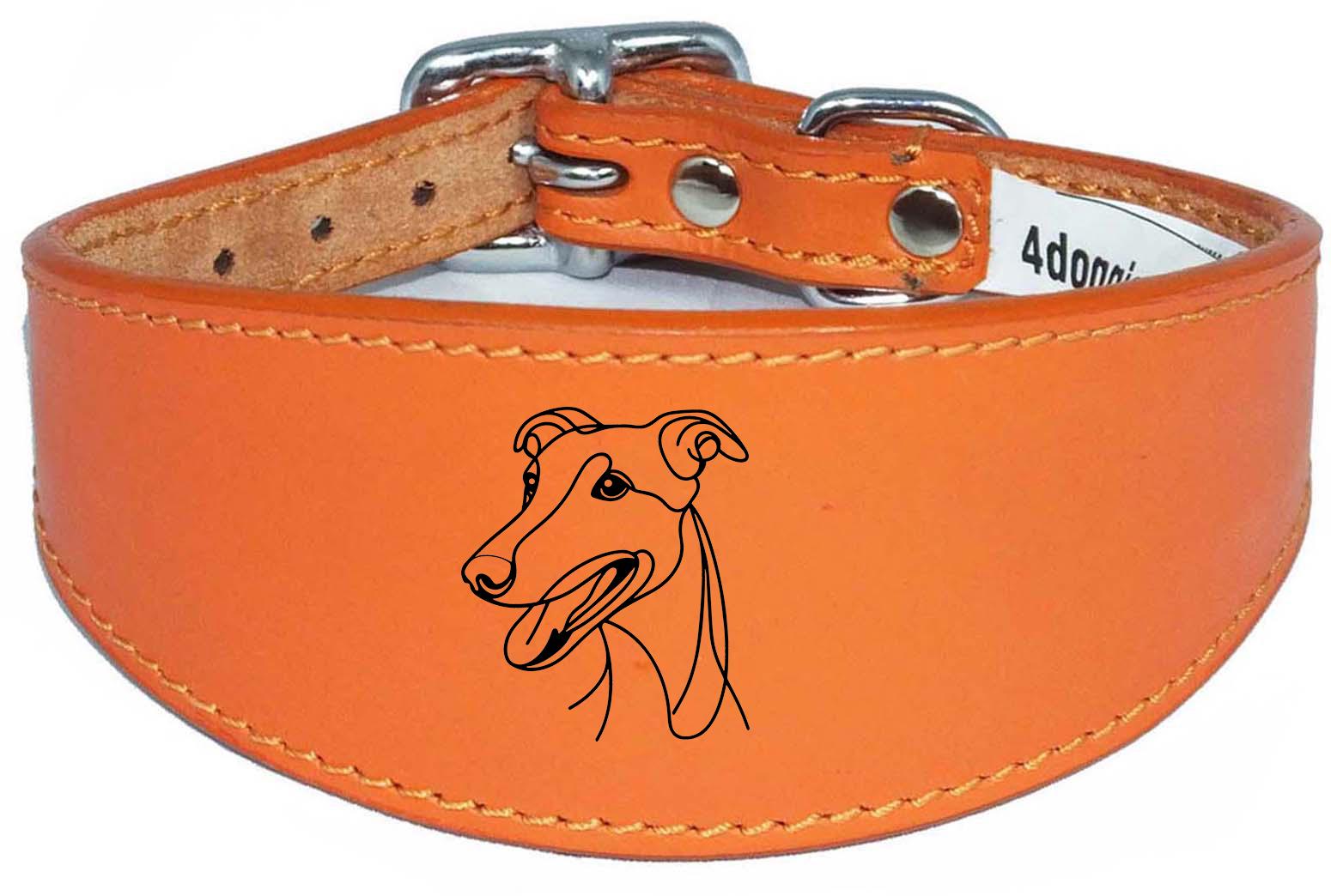 Whippet Dog Collar Leather Sighthound Greyhound with Padded Backing NL 5