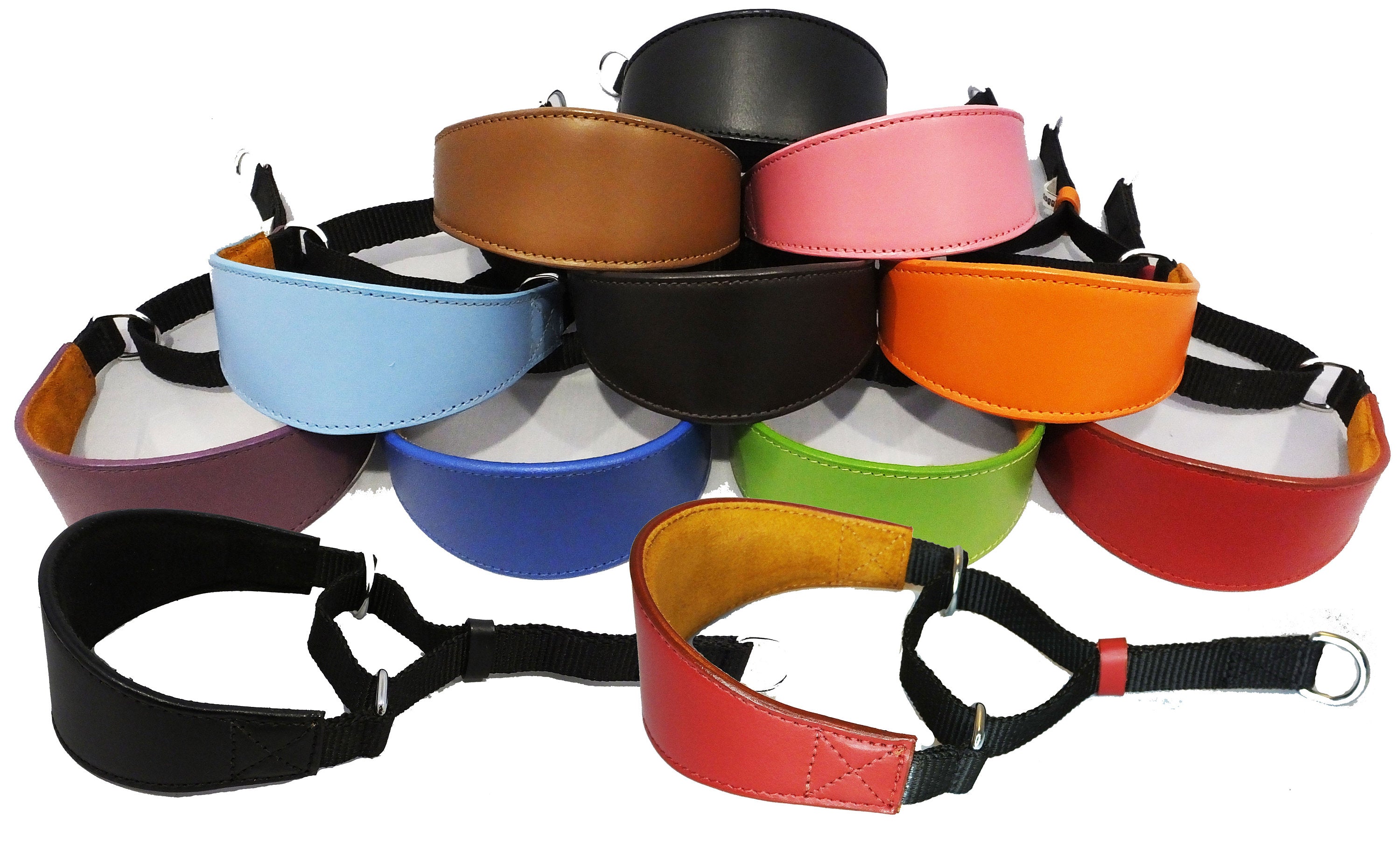 Italian Greyhound Whippet  Greyhound Afghan Saluki Leather Padded Dog Collar Martingale Plain