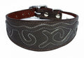Brown Leather Whippet Collar Greyhound Collar With Embossed Stitch Design
