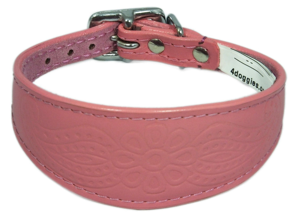 Pink Paisley Embossed Leather Whippet Collar Greyhound Collar Dog Collars Galgo