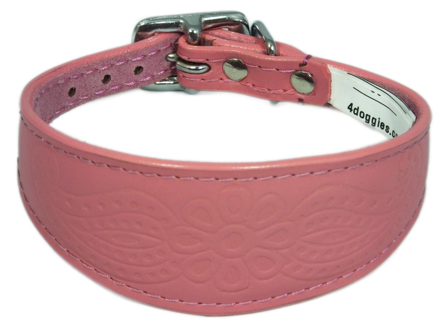 Pink Paisley Embossed Leather Whippet Collar Greyhound Collar Dog Collars Galgo