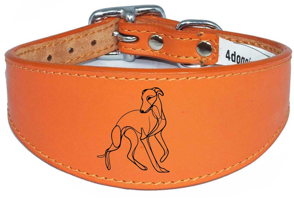 Whippet Sighthound Collar Luxury Padded Leather Handmade in the UK NL 18