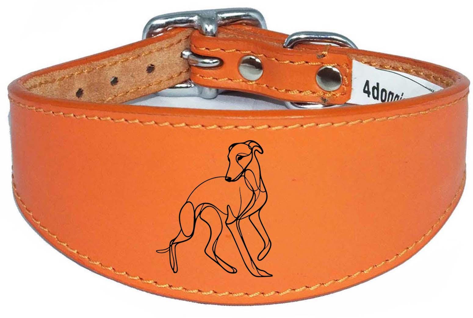 Whippet Sighthound Collar Luxury Padded Leather Handmade in the UK NL 18