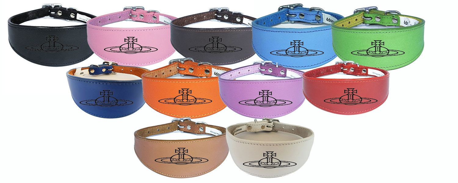 Dog Collar Leather Greyhound Collar Whippet Collar Padded Backing Laser Engraved D10