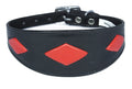Black Leather Whippet Collar Greyhound Collar With Red Diamond Shape Design