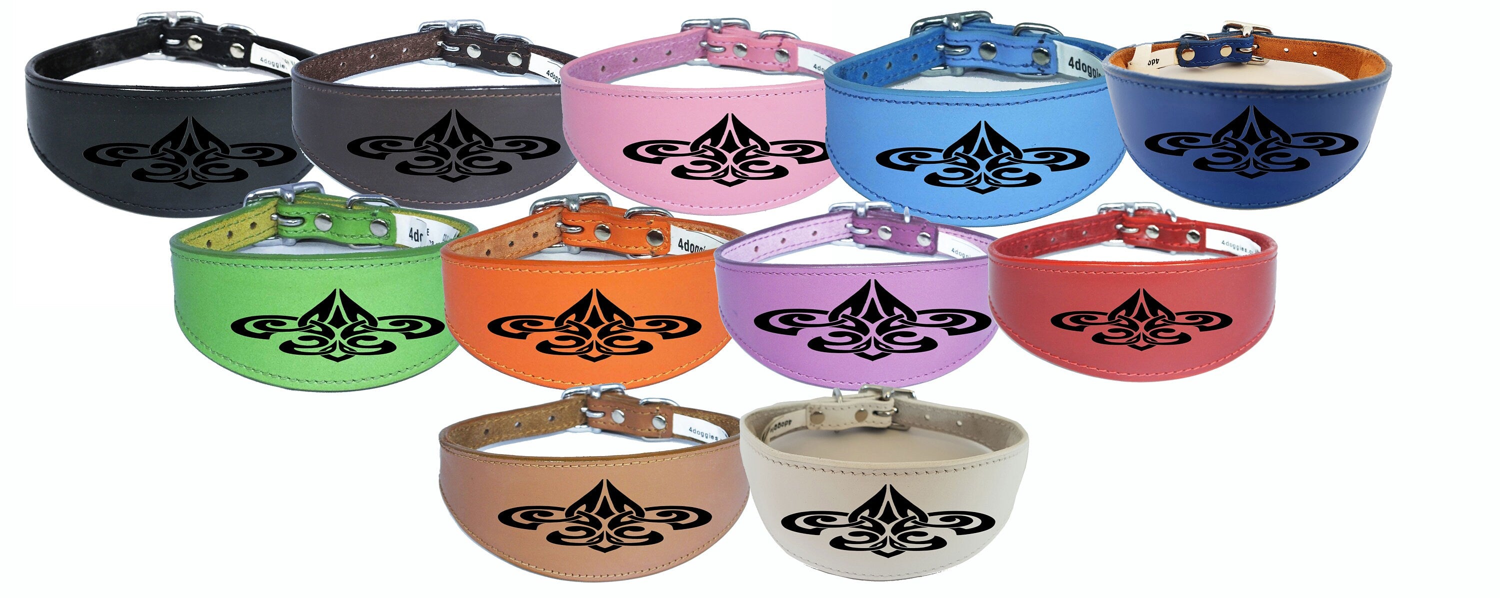 Dog Collar Leather Greyhound Collar Whippet Collar Padded Backing Laser Engraved D8