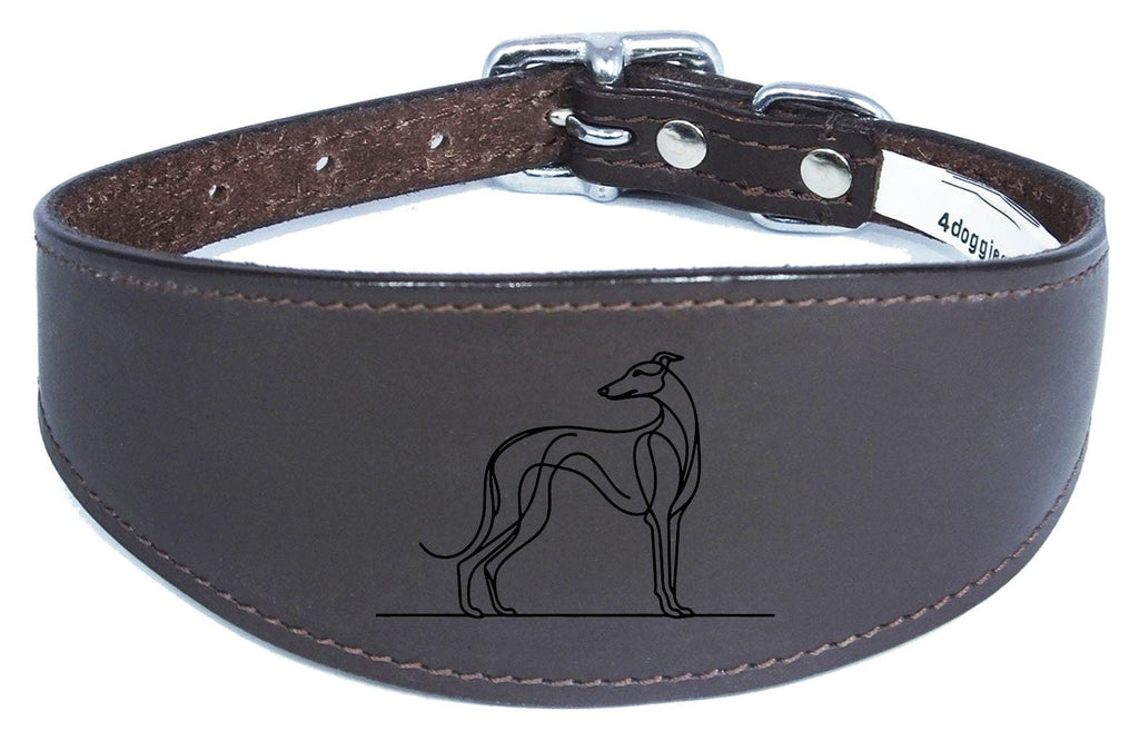 Engraved Leather Greyhound Whippet Dog Collar with Padded Backing NL 2