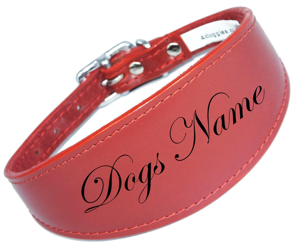 Personalised Red Leather Dog Collar Italian Greyhound, Whippet, Greyhound Collar Dogs