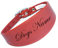Personalised Red Leather Dog Collar Italian Greyhound, Whippet, Greyhound Collar Dogs