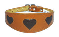 Tan Leather Whippet Collar Greyhound Collar With Brown Heart  Design Sighthound Dogs