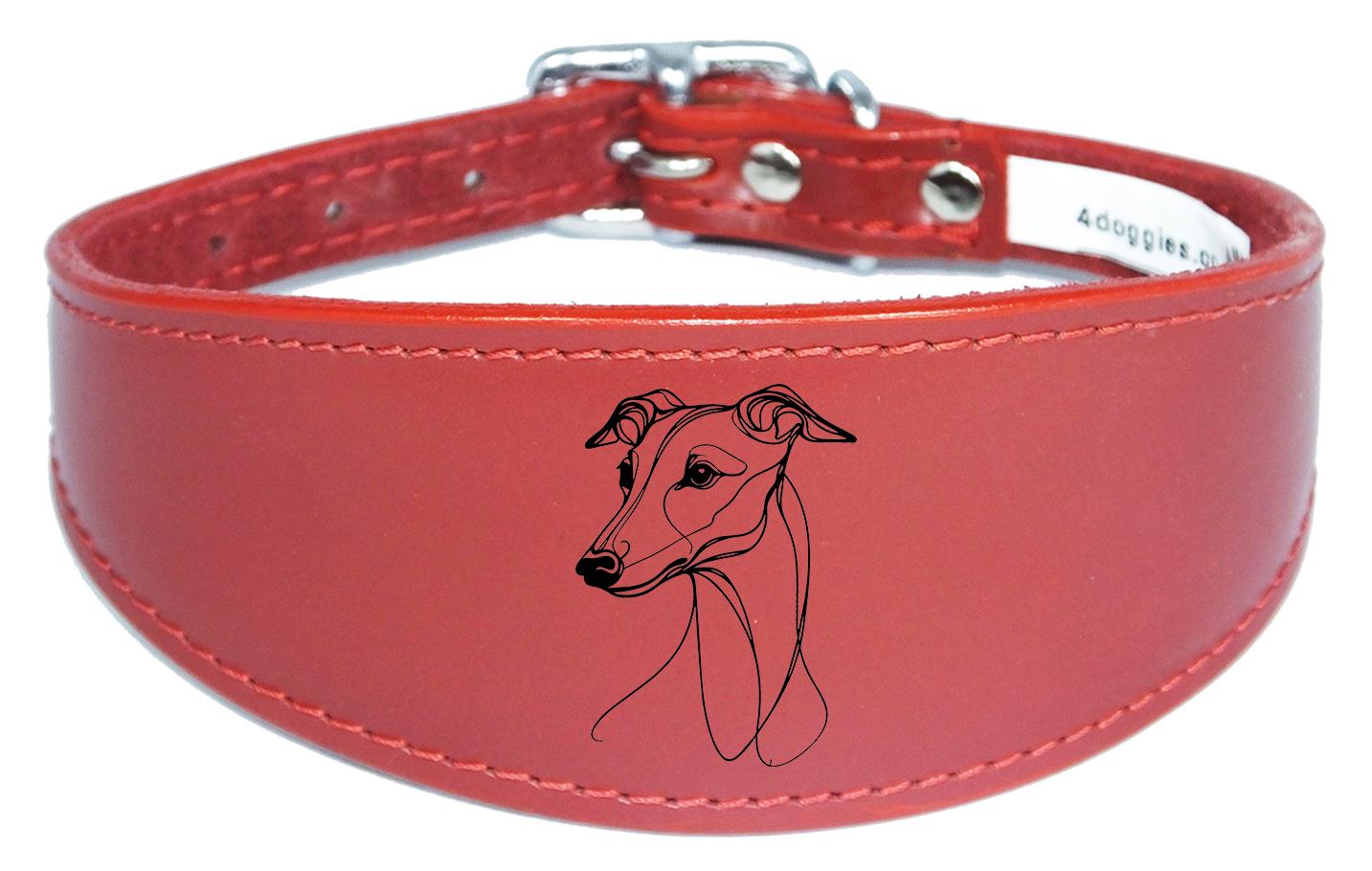 Luxury Padded Sighthound Leather Whippet Collar Handmade in the UK NL 21
