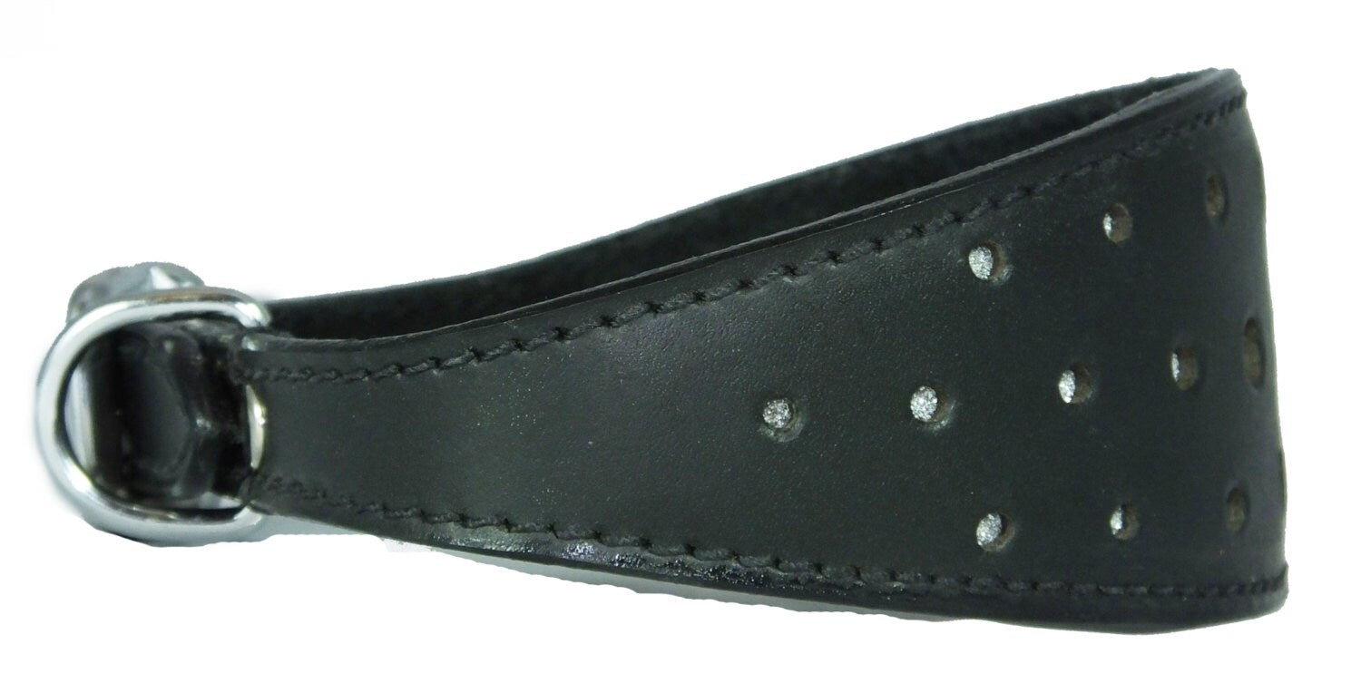 Black Circle Glitter Design Leather Whippet Collar Greyhound Collar Sight hound Dogs Collar