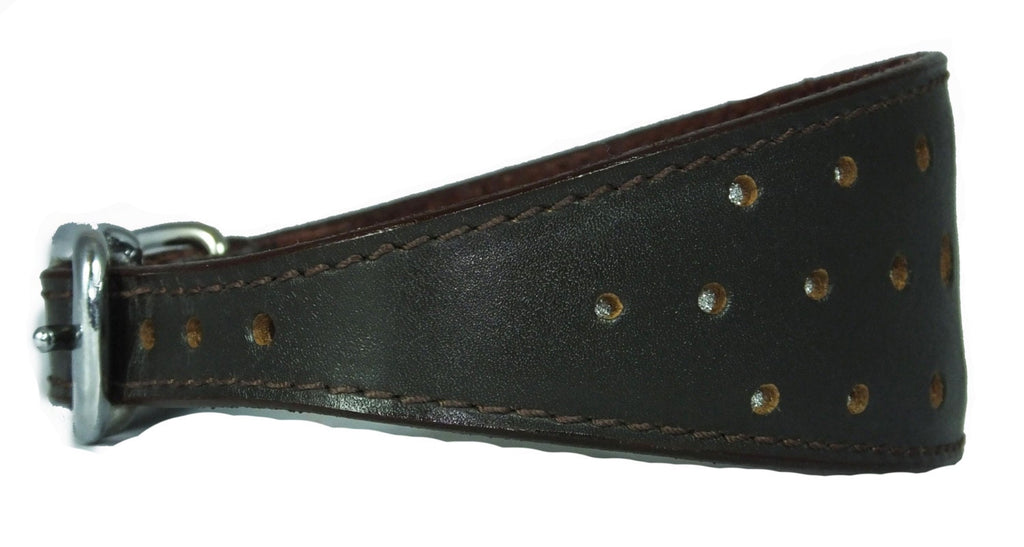 Brown Circle Glitter Design Leather Whippet Collar Greyhound Collar Sight hound Dogs Collar