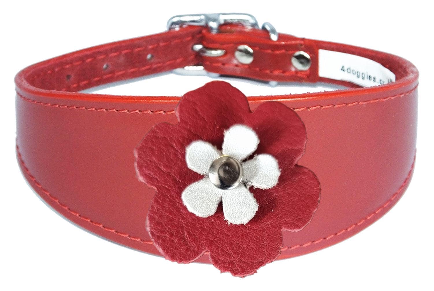 Greyhound Sighthound Whippet Lurcher Decorative Flower Design Leather Collar FD4-7