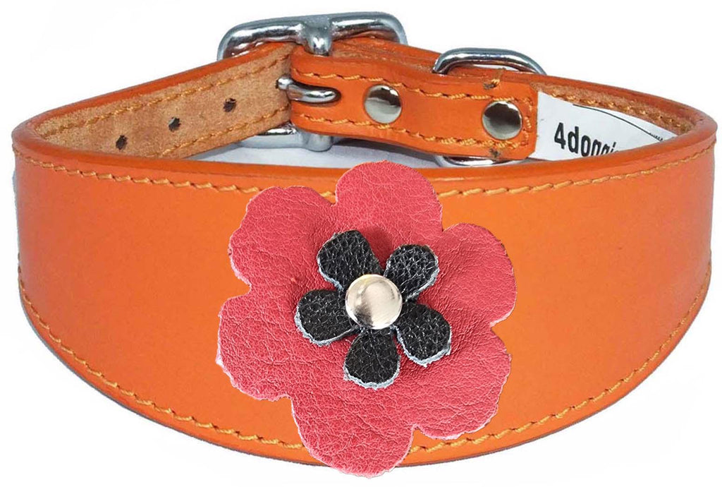 Greyhound Sighthound Whippet Lurcher Decorative Flower Design Leather Collar FD4-5