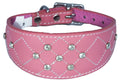 Pink Diamante Diamond Stitch Design Leather Whippet Collar Greyhound Collar Sight hound Dogs Collar
