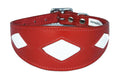 Red Leather Whippet Collar Greyhound Collar With White Diamond Shape Design