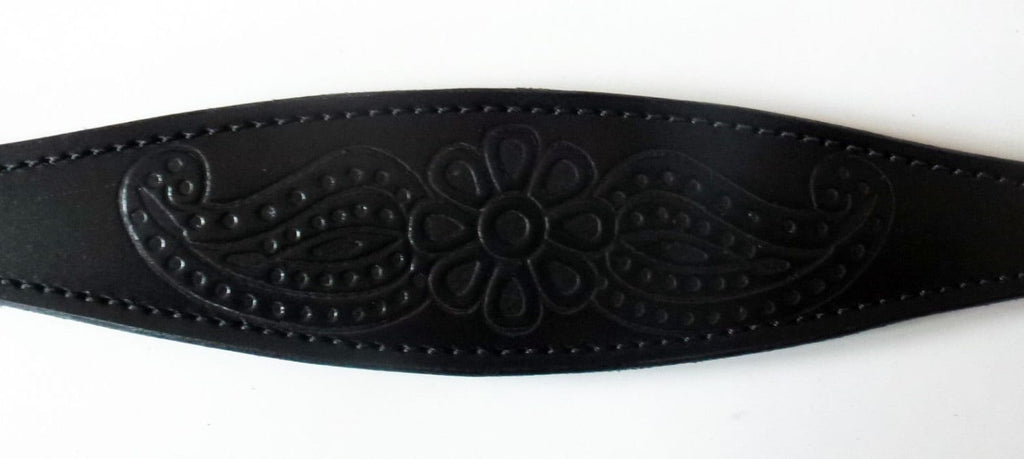 Black Paisley Embossed Leather Whippet Collar Greyhound Collar Dog Collars Galgo