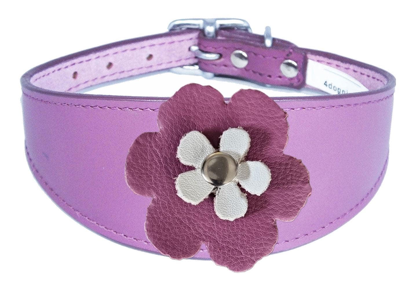 Decorative Flower Design Leather Collar For Sighthound Whippet Greyhound Lurcher FD2-7