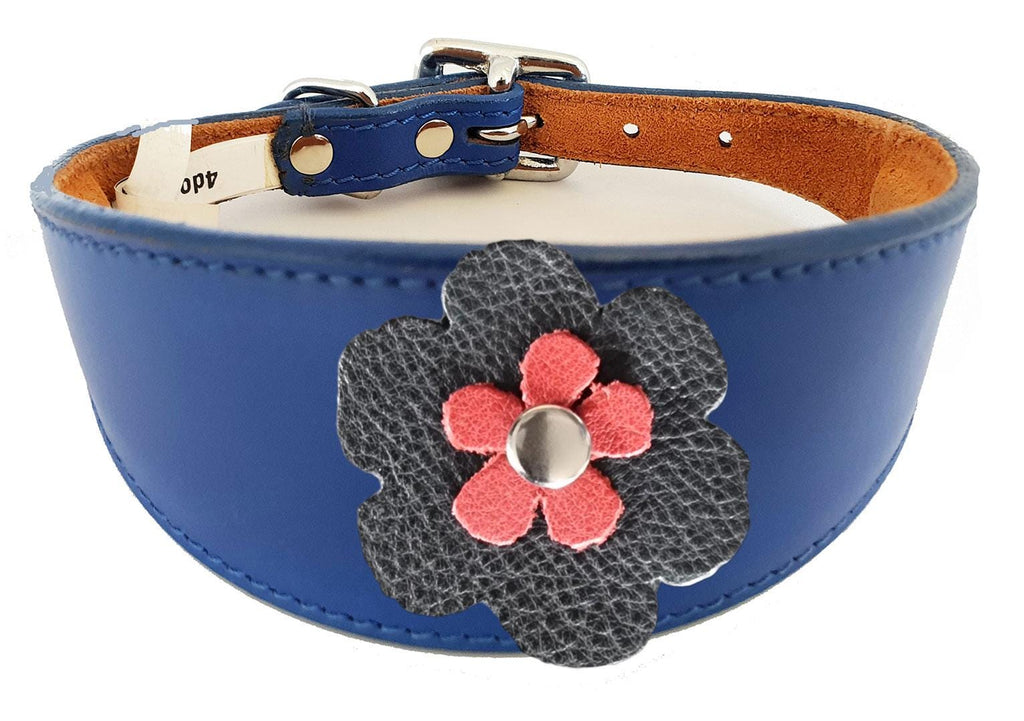 Whippet Greyhound Sighthound Lurcher Decorative Flower Design Leather Collar FD5-4