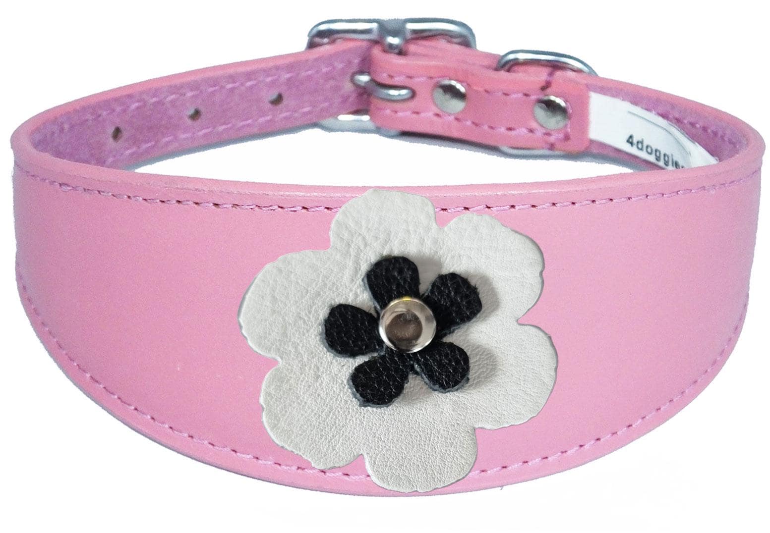 Whippet Greyhound Sighthound Lurcher Decorative Flower Design Leather Collar FD7-5