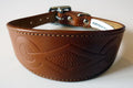 Tan Retro Embossed Leather Whippet Collar Greyhound Collar Dog Collars Galgo