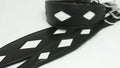 Black Leather Whippet Collar Greyhound Sparkle Glitter Diamond Dog Collar Galgo Hound