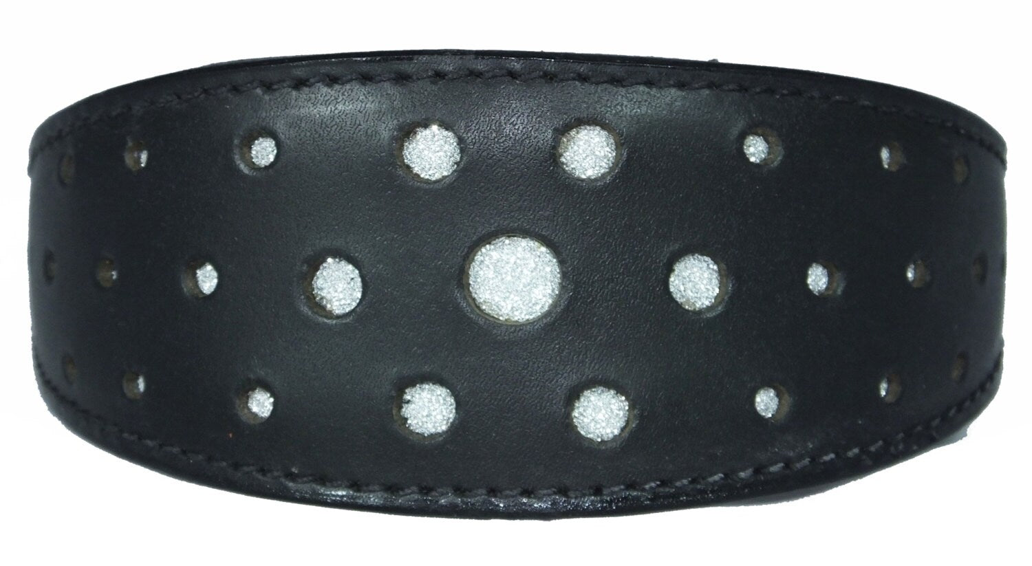 Black Circle Glitter Design Leather Whippet Collar Greyhound Collar Sight hound Dogs Collar