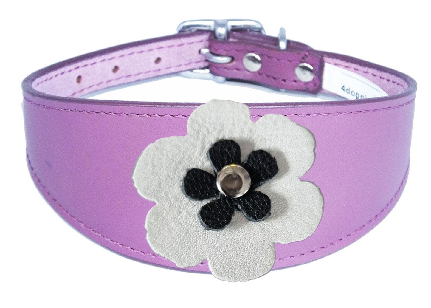 Whippet Greyhound Sighthound Lurcher Decorative Flower Design Leather Collar FD7-5