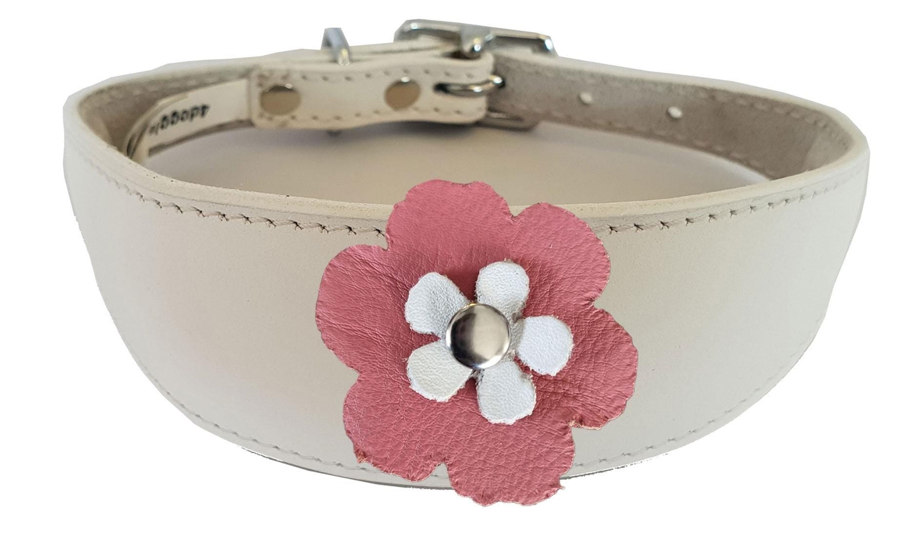Decorative Flower Design Whippet Greyhound Sighthound Lurcher Leather Collar FD6-7