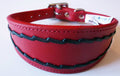 Red Oval Stitch Leather Whippet Collar Greyhound Collar lévriers galgo Dog