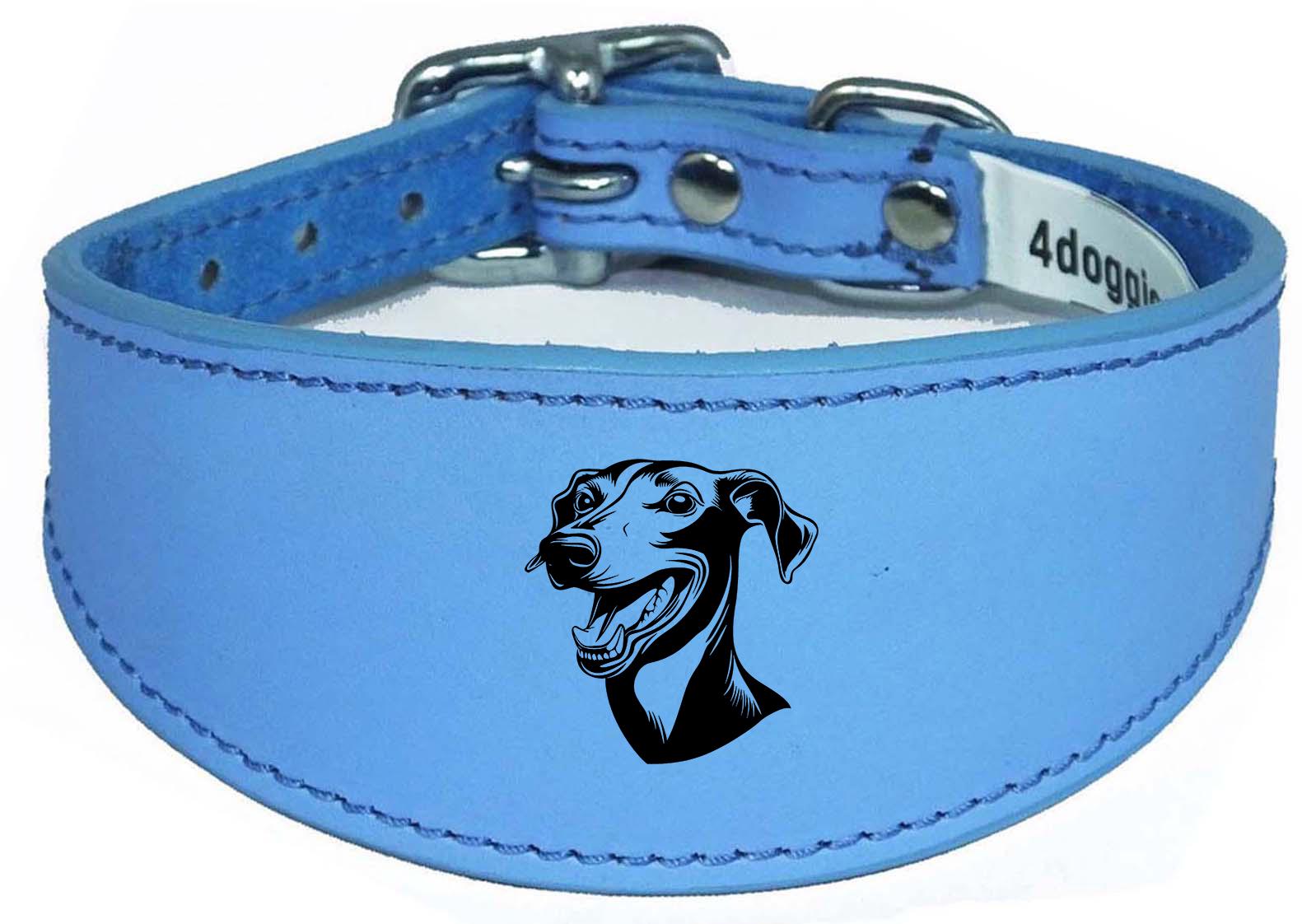 Handmade Wide Leather Sighthound Whippet Greyhound Collar NL 44