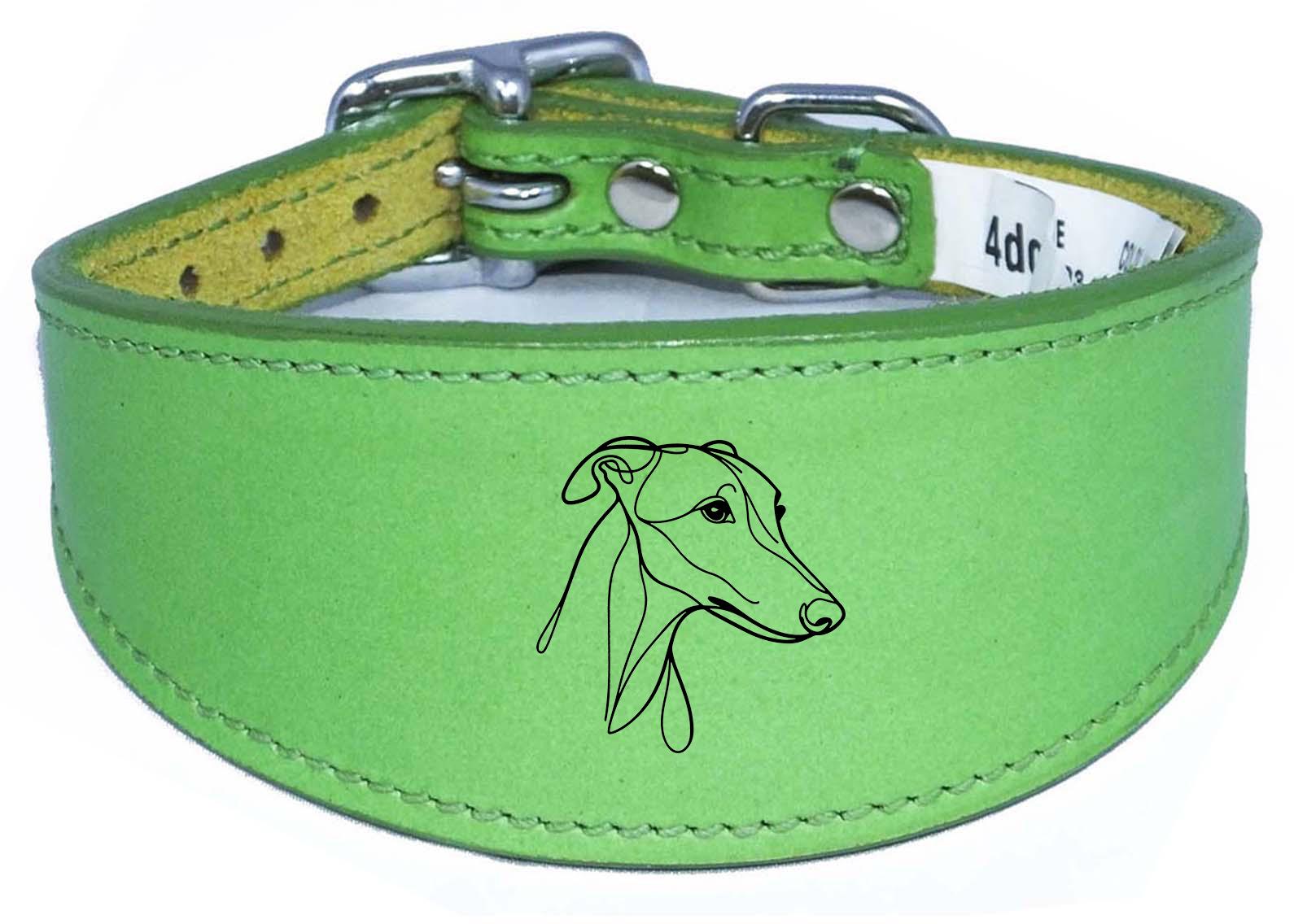Wide Greyhound Sighthound Whippet Dog Collar with Padded Backing NL 11