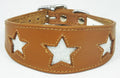 Tan Leather Whippet Collar Greyhound Collar Sparkle Glitter Star Sighthound Dogs